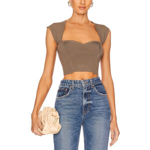 Simkhai Ribbed Olivine Abia Top Size M